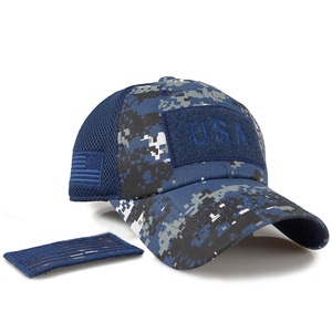 Parche de bandera americana bordado gorra curvada gorra de béisbol de camuflaje gorra de malla bordada gorra de camuflaje de béisbol desmontable para exteriores - Product Image 4