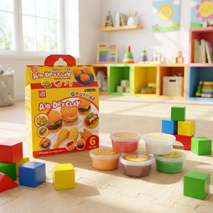 Kit de <span class=keywords><strong>Pâte</strong></span> <span class=keywords><strong>à</strong></span> <span class=keywords><strong>Modeler</strong></span> Non Toxique Séchant <span class=keywords><strong>à</strong></span> l'Air 6 Couleurs Ultra Légère pour Enfants DIY Burger Poulet Frites Jouet Artistique Éducatif - Product Image 1