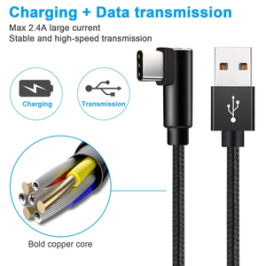 Câble USB 3,2 vers Type C à Angle droit de 90 degrés, cordon de charge rapide, en Nylon tressé, pour Gaming, compatible avec Iphone, 3, 2, 1m - Product Image 4
