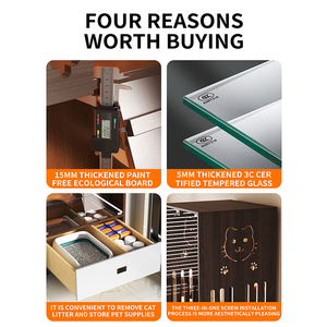 יוקרה רב-חתול מקורה וילה כלוב ידידותי לסביבה נושם מעץ מלא נשם סגנון מודרני שכבות מרובות - Product Image 5