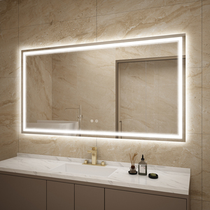 Tira esmerilada interior de espejo de tocador LED sin marco rectangular con iluminación de doble cara - Product Image 2
