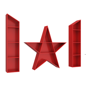 Casier à vin en fer créatif étoile à cinq branches rétro des années 80 Étagère murale décorative écologique Armoire à vin blanche - Product Image 5