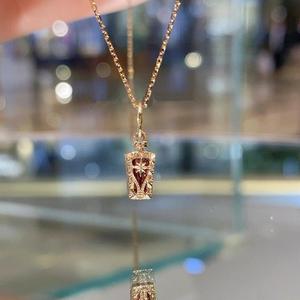 Collier à double pendentif rétro japonais en argent pur S925, dentelle creuse, cœur de dragon doux, chaîne de clavicule en platine pour - Product Image 1