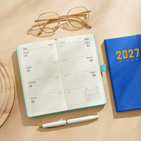 Agenda hebdomadaire 2027 A6 en PU avec élastique, carnet ligné pour la gestion du temps et l'organisation quotidienne, 80 g/m², en stock
