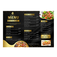 Cartes personnalisées de menu de mariage A4 A5 A6 en papier de luxe avec lettres dorées pour hôtel et restaurant de pizza
