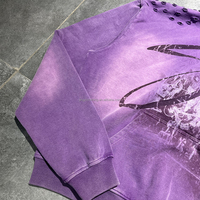 Sweat-shirt à capuche surdimensionné déchiré en coton lourd avec impression DTG personnalisée, lavage à l'acide, graphique délavé, streetwear pour hommes