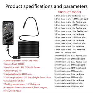 Pipeline d'endoscope industriel 5.5/7mm trois en un, <span class=keywords><strong>test</strong></span> de moteur de <span class=keywords><strong>climatisation</strong></span> automobile, endoscope de téléphone portable - Product Image 6