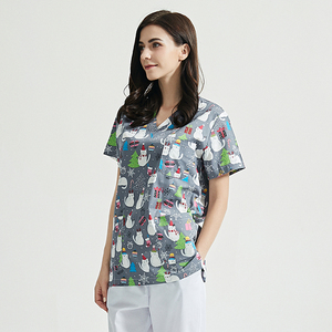 Uniforme de clinique dentaire pour soins infirmiers Hauts médicaux Impression Uniformes de travail pour anesthésiste Médecin Infirmière Vêtements de travail pour animaux de compagnie - Product Image 2