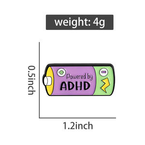 DEHB Farkındalık Pil Şekilli Emaye Rozetleri Yaratıcı Pil Tasarımı Yaka Broşu Sırt Çantası Rozeti Toptan Satış - Product Image 6
