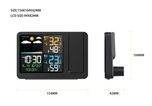 Réveil numérique Station météo Capteur sans fil Thermomètre extérieur Hygromètre Snooze avec horloge Réveil à <span class=keywords><strong>projection</strong></span> - Product Image 3
