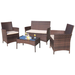<span class=keywords><strong>Set</strong></span> di Arredamento <span class=keywords><strong>da</strong></span> <span class=keywords><strong>Esterno</strong></span> 4 Pezzi in Rattan PE con Tavolo <span class=keywords><strong>da</strong></span> <span class=keywords><strong>Pranzo</strong></span> <span class=keywords><strong>da</strong></span> Giardino Divano e Sedie per Spiaggia - Product Image 2