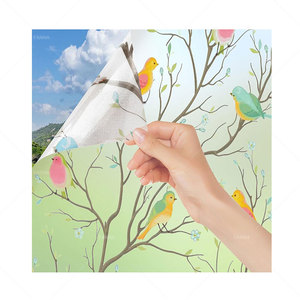 Nhà Máy Trực Tiếp Mờ Tĩnh Đầy Màu Sắc Chim Thủy Tinh Mặt Nạ Cửa Sổ Trang Trí <span class=keywords><strong>Frosted</strong></span> Phim Cho Cửa Nhà Cửa Sổ Trong Kho - Product Image 2