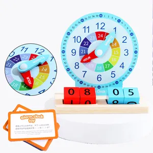 HOYE CRAFTS Hot Selling Baby Alarm Wood Clocks Toy Time Learning Montessori Toy For Children