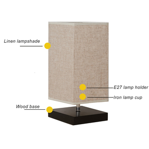 Home decor luxury modern bedside metal fabric lampshade table lamps and reading lights for bedroom - Product Image 4