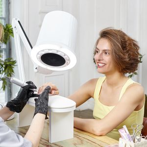 Tables de manucure 2-en-1 4 Blanc's avec aspirateur à ongles haute puissance, lampe sans ombre et collecteur de poussière pour salons de beauté - Product Image 3