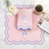 Nappe et serviettes de table brodées en coton et lin multi-usages avec logo personnalisé 2026 pour la maison, l'avion et les restaurants