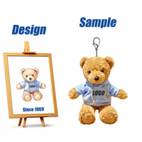 Gantungan Kunci Boneka Plush Lembut Custom Shengye Dengan Bordir Logo 3D Custom, Hadiah Bayi, Mainan Gantungan Kunci Beruang Teddy