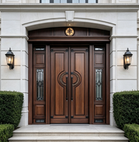 Porte d'entrée en bois massif teck et chêne, double battant, personnalisable, designs classiques pour la maison