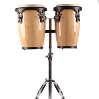 AOOLOO Orff Percussion Instrument Conga 8+ 9inch Drum Set Stand Wooden Cowhide Material Model JDB-108N for Children's Musical