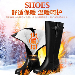 Botas de cuero y lana para mujer, a media pantorrilla, con forro polar grueso, cálidas para nieve e invierno, con tacón, color liso, cordones delanteros, tacón medio de 3-5 cm - Product Image 4