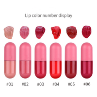 Mini velours Capsule brillant à lèvres en 6 couleurs pour dames longue durée anti-buée antiadhésif soyeux lisse mat rouge à lèvres crème