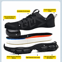 Chaussures de sécurité respirantes en maille avec embout en acier pour hommes, résistantes aux chocs et aux perforations, vente en gros, chaussures de travail pour la construction