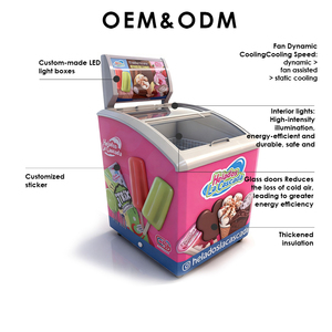 Congélateur commercial à coffre profond avec porte vitrée incurvée, <span class=keywords><strong>petit</strong></span> congélateur à glace pour supermarché, congélateur pour produits surgelés - Product Image 2