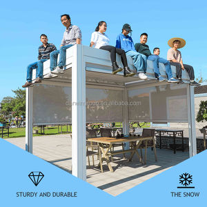 Pérgola Moderna de Aleación de Aluminio Blanca Impermeable para Terraza, Gazebo con Laterales, Persianas Enrollables con Control Remoto para Jardín, Patio Exterior - Product Image 5