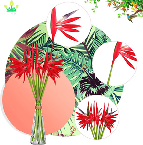 Fleur Artificielle Oiseau De Paradis Plante Verte Pour Décoration De Jardin Ou Fête De Mariage (streliteela-rouge-S