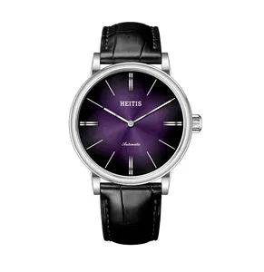 Fumante gradiente de mostrador moderno, estilo moderno 42mm vestido mecânico genuíno masculino luxo relógio japonês automático de cristal de safira