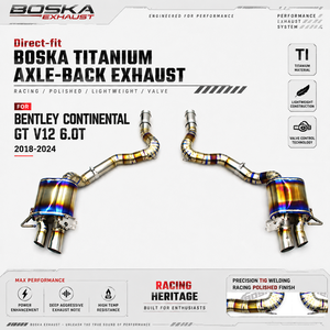 Escape trasero de titanio BOSKA de ajuste directo para Bentley Continental GT V12 6.0T 2018-2024, pulido de competición, ligero, con válvula - Product Image 1