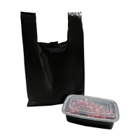 Sacs de courses en plastique HDPE noir et blanc avec logo personnalisé, poignées gilet, soufflets latéraux, pour supermarché et épicerie
