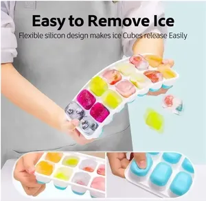 Zenidoo Moule à glaçons en silicone écologique, 14 cubes carrés, démoulage facile, pour cuisine, bar, boissons glacées DIY estivales - Product Image 6