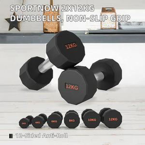 SPORTNOW <b>Dumbbell</b> Set 12-Sided Shape & Non-Slip Grip Rubber+Cast Iron <b>Dumbbells</b> for Men/Women Home Gym 2 X 12kg - Product Image 2