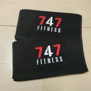 Werbe schwarze Farbe benutzer definierte Fitness studio Yoga Handtuch 150g Halstuch mit Logo