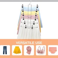 With Clips 6 Layers Foldable Metal Trouser Rack Household Pants Skirt Underwear Scarf Storage Hanger