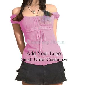Lace-Up Lace Patchwork Top Short Sleeve Summer Casual Cute Clothes Vintage Tank Tops <strong>Coquette</strong> T-Shirt Women Tees - Product Image 1