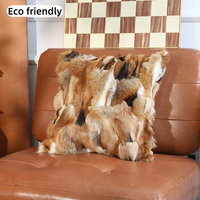 Coussin décoratif haut de gamme en fourrure de renard brun, doux pour la peau, pour le soutien lombaire