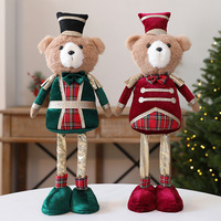 Ours en peluche de Noël Soldat Royal Casse-Noisette en uniforme avec chapeau haut-de-forme et jambes télescopiques, ornement de table en gros