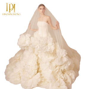 Nouvelle Robe de Mariée 2025, Style Forêt Simple, Col Nu, Traîne Bouffante, <span class=keywords><strong>Tulle</strong></span> Doux, Coupe Slim, Longueur Ras du Sol, Dentelle, Grande Taille, Naturel - Product Image 6