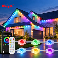 Lampu Luar Ruangan Pintar RGB Permanen dengan Kontrol Aplikasi Jarak Jauh, Sinkronisasi Musik, Tahan Air IP67 untuk Dekorasi Atap Rumah Natal