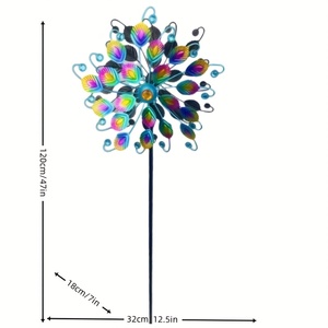 Große Doppelschichtige Metall-Windmühle, Umweltfreundliches Selbstrotierendes Windrad, Garten- und Rasendekoration für Außenbereich und Villa - Product Image 3