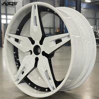Roues NJQS neuves de 24 pouces, jantes concaves noires et blanches, design personnalisé en forme d'étoile à cinq branches, peinture couleur, alliage forgé