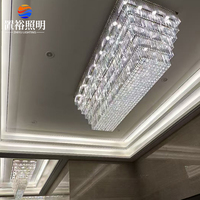 Lustre LED moderne de luxe personnalisé à haute efficacité lumineuse en fer et cristal K9 pour restaurant et hall d'hôtel, alimenté par courant alternatif
