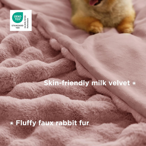 Chăn lông giả mềm mại, ấm áp, kiểu dáng bông xốp, chăn lông thỏ bông xốp lớn, chăn lông giả mềm mại - Product Image 5