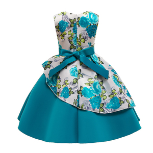 Robe de soirée formelle pour filles en satin sans manches à imprimé floral avec nœud, style pastoral, pour anniversaire ou fête - Product Image 6