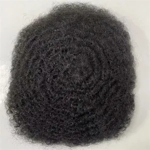European Virgin Human Hair Replacement #1b, 6mm wave Full Swiss lace unit for black men