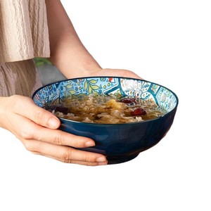 ชามเซรามิกสไตล์โบฮีเมียนย้อนยุค ขนาดใหญ่ สีเคลือบใต้ผิว คุณภาพสูง สำหรับใช้ในครัวเรือน - Product Image 5