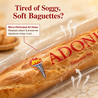 Sac d'emballage pour baguette en OPP micro-perforé imprimé sur mesure, sac en polyéthylène transparent respirant pour pain français, pour boulangerie