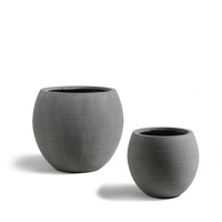 Pots à fleurs en béton modernes pour l'extérieur, jardinières de jardin au design minimaliste, style circulaire gris pour plantes vertes